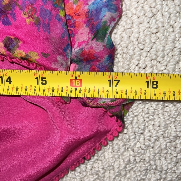 Saloni Halter Ruffles Tiered Silk Dress Barbiecore Size 6 - Picture 16 of 16